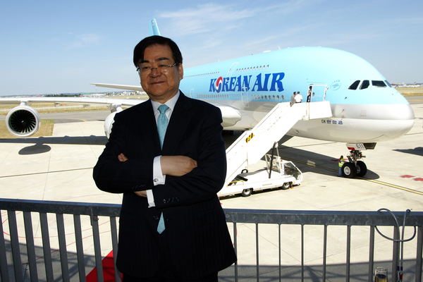 Yang Ho Cho, Président de Korean Air, lors de la livraison du premier A380 à Korean Air