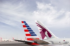 Empennages Qatar Airways et American Airlines