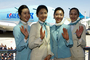 Les hôtesses de la compagnie lors de la livraison du premier A380 à Korean Air