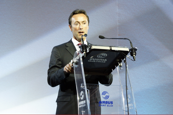 Fabrice Brégier fait un discours lors de l'inauguration de St Eloi