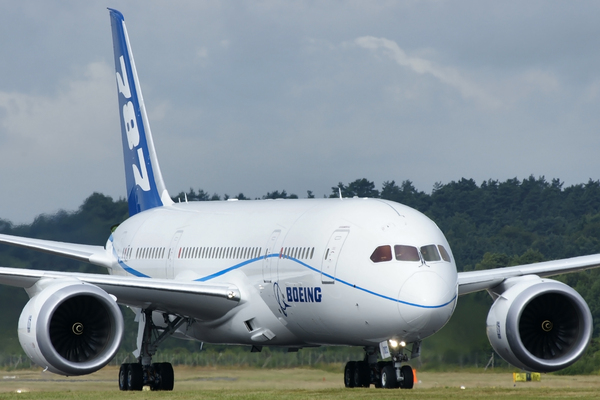 Le Boeing 787-8 au roulage à Farnborough