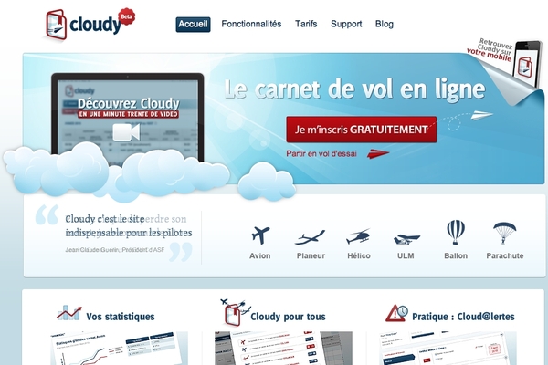Page d'accueil de Cloudy.fr
