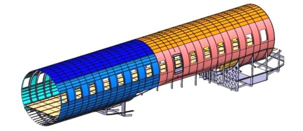 Vue 3D du fuselage du Bombardier Global 7000 fabriqué par Aerolia