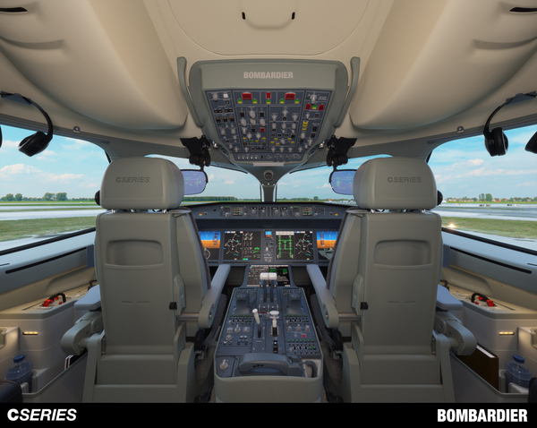 Le poste de pilotage du CSeries de Bombardier