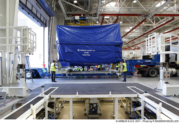 Le premier caisson central de la voilure de l'Airbus A350