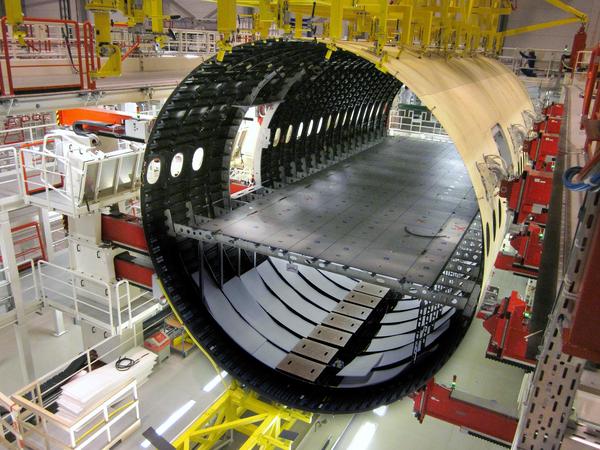 Fuselage avant de l'Airbus A350 fabriqué par Premium Aerotec