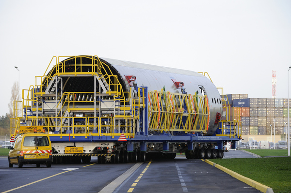 La section 15 de l'Airbus A350 fabriqué par Spirit AeroSystems à Saint-Nazaire