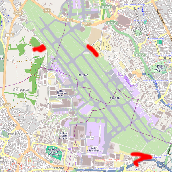 Carte du premier vol de l'A350