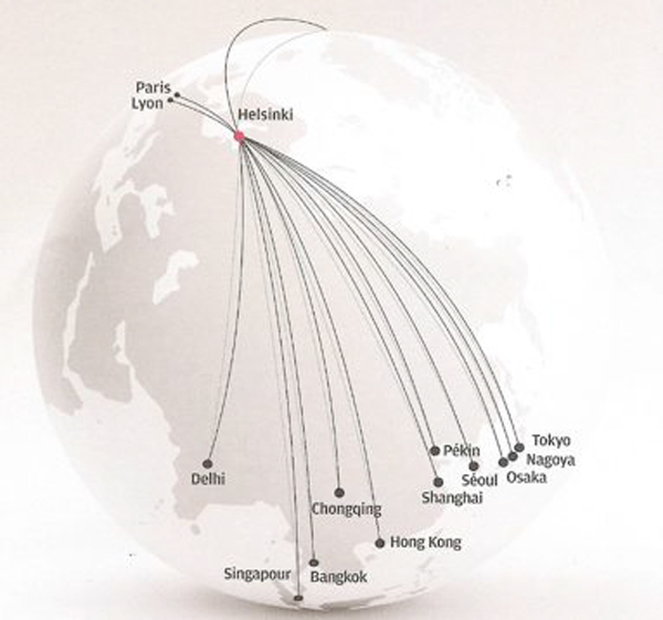 Route vers l'asie Finnair