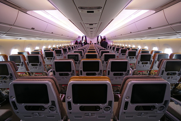 Classe éco de l'Airbus A350 de Singapore Airlines