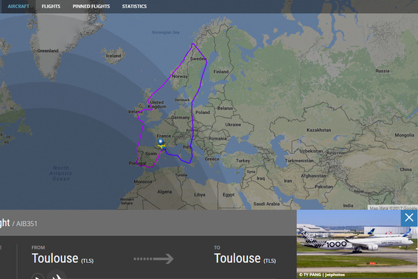 essai long courrier airbus A350-1000 