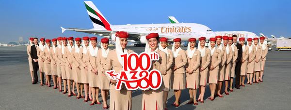 100e Airbus A380 Emirates