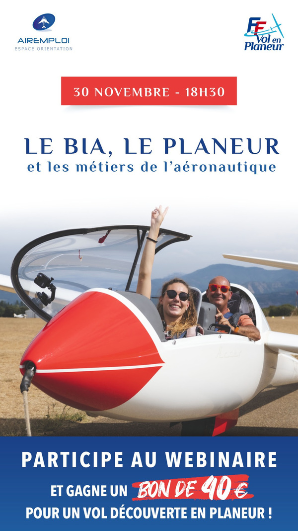 Webinaire sur le thème du BIA, du planeur et des métiers de l'aéronautique 