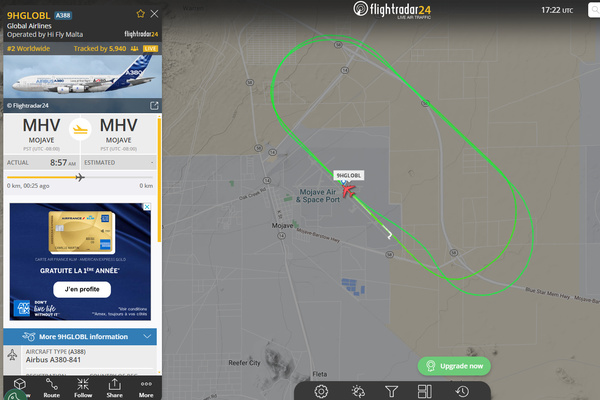 Vol de l'Airbus A380 de Global Airlines Vol de l'Airbus A380 de Global Airlines