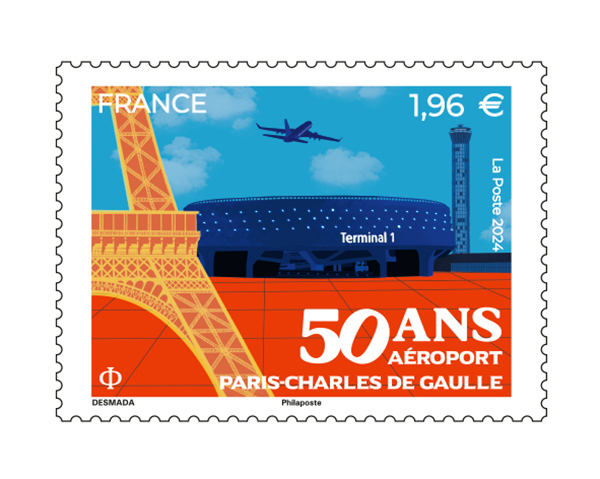 Un timbre pour les 50 ans de l'aéroport de Paris CDG 