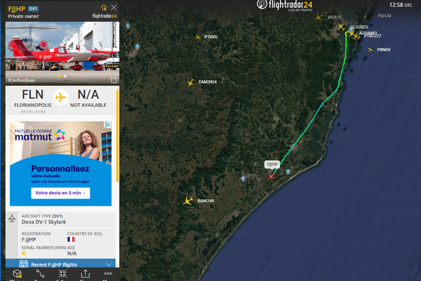 Le traqueur de rêves, Hervé Ribet et son tour du monde en Dova Skylark (Vol Victoria - Curitiba)	