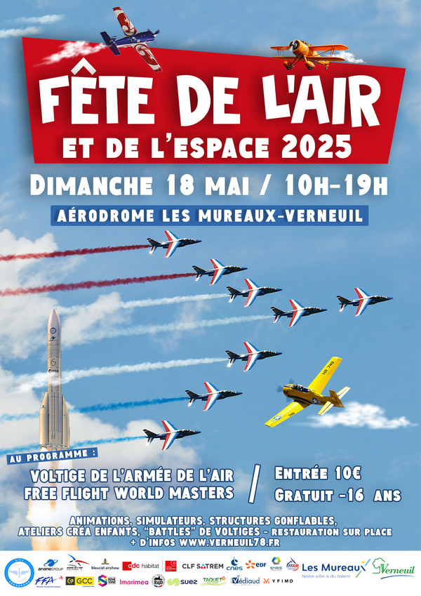 Affiche Fête de l'Air et de l'Espace 2025 - aérodrome les Mureaux-Verneuil