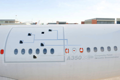 Panneau de l'A350 sur l'A340