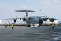 L'A400M arrive devant son hangar à Toulouse