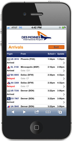 Des Moines International Airport Goes Mobile with FlightView Des Moines International Airport Goes Mobile with FlightView
